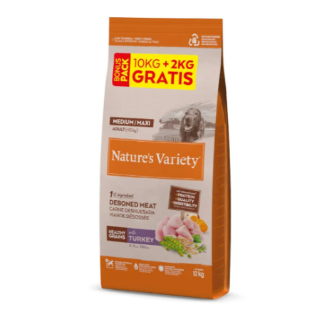 Nature's Variety Healthy Grains Adult Medium Maxi Pavo pienso para perros